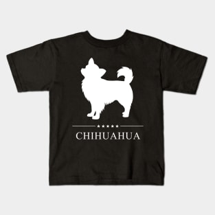 Longhaired Chihuahua Dog White Silhouette Kids T-Shirt